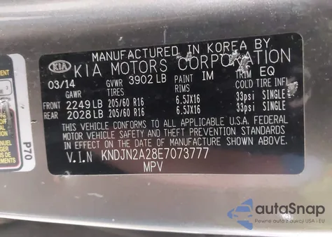 2014 Kia Soul z USA, uszkodzony, nr VIN KNDJN2A28E7073777